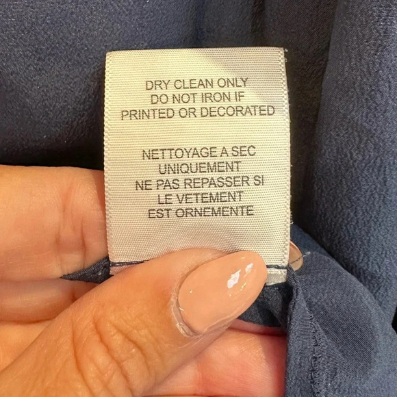 Joie Women's Navy Tunic Mini Dress 100% Silk Embroidered Crochet Lace Bow Size L - Picture 10 of 11